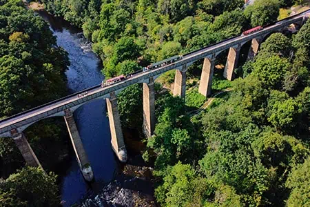 Narrowboat on the Pontcysyllte Aqueduct in Wales